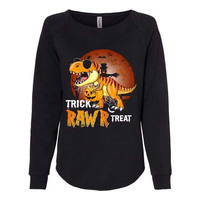 Funny T Rex Dinosaur Trick Rawr Treat Halloween Funny Gift Womens California Wash Sweatshirt