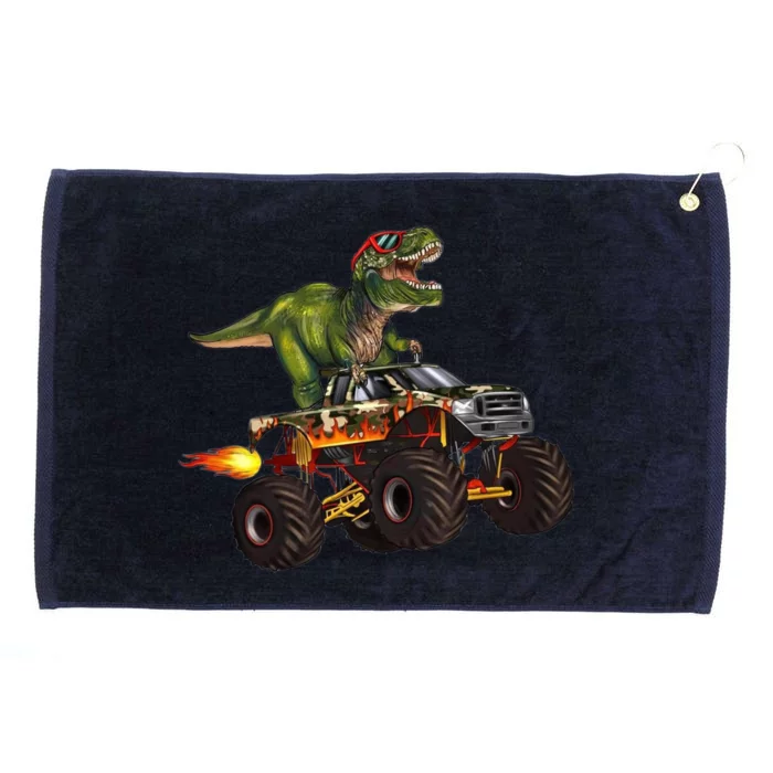 Funny T Rex Wearing Glasses On Monster Truck Grommeted Golf Towel