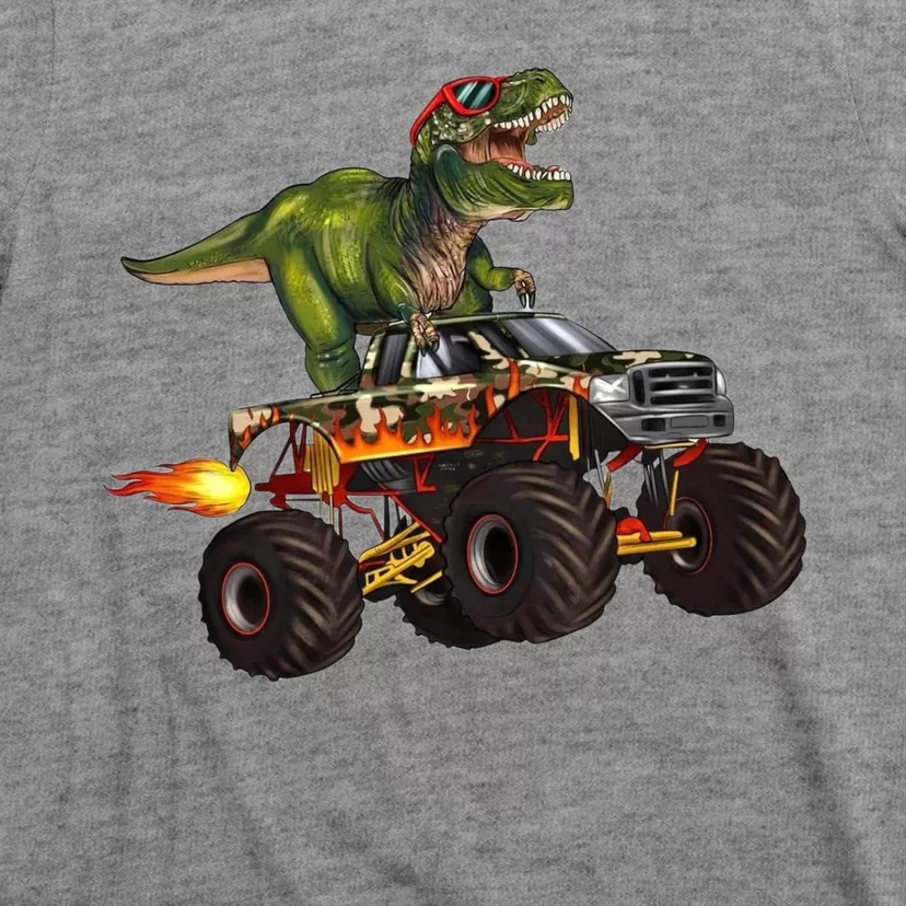 Funny T Rex Wearing Glasses On Monster Truck T-Shirt