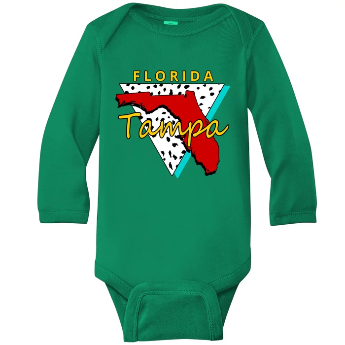 Florida Tampa Retro Baby Long Sleeve Bodysuit