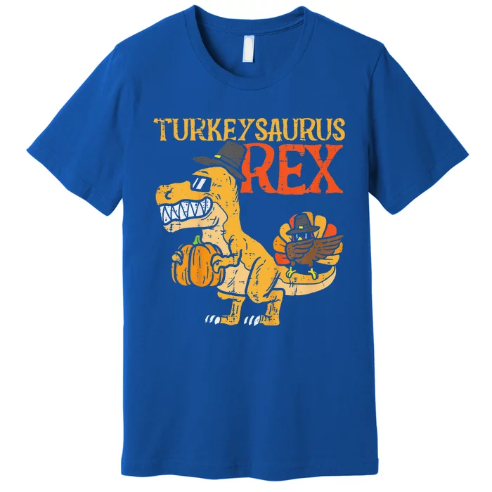 Funny Turkeysaurus Rex Dab Turkey Dino Thanksgiving Premium T-Shirt