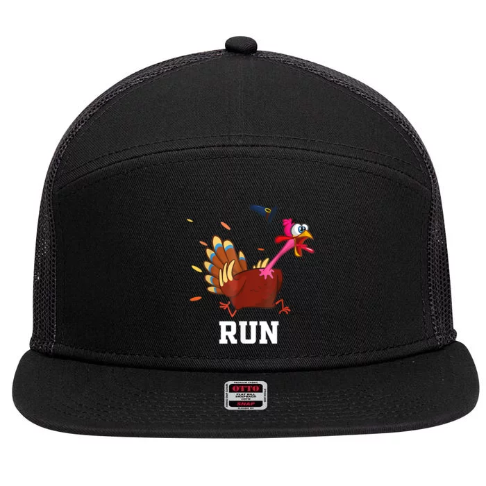 Funny Turkey Run Costume Thanksgiving Running Turkey Trot 7 Panel Mesh Trucker Snapback Hat