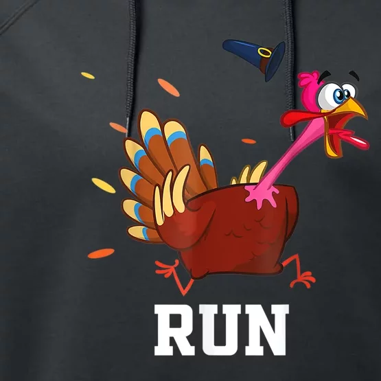 Funny Turkey Run Costume Thanksgiving Running Turkey Trot Performance Fleece Hoodie