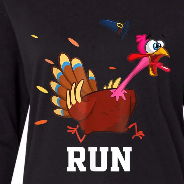 Funny Turkey Run Costume Thanksgiving Running Turkey Trot Womens Cotton Relaxed Long Sleeve T-Shirt