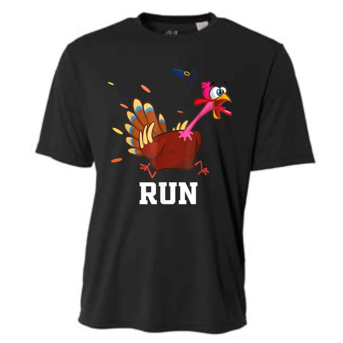 Funny Turkey Run Costume Thanksgiving Running Turkey Trot Cooling Performance Crew T-Shirt