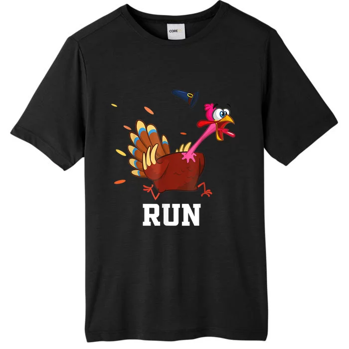 Funny Turkey Run Costume Thanksgiving Running Turkey Trot ChromaSoft Performance T-Shirt