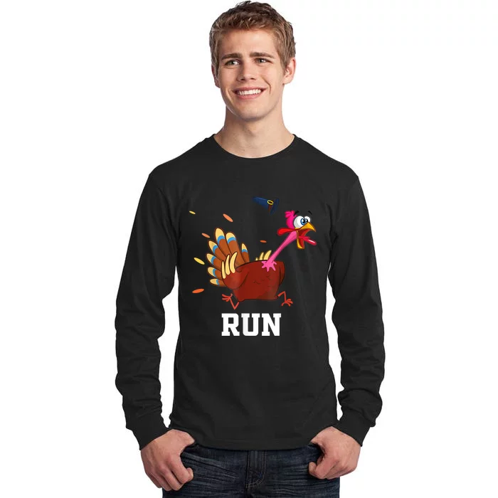 Funny Turkey Run Costume Thanksgiving Running Turkey Trot Tall Long Sleeve T-Shirt