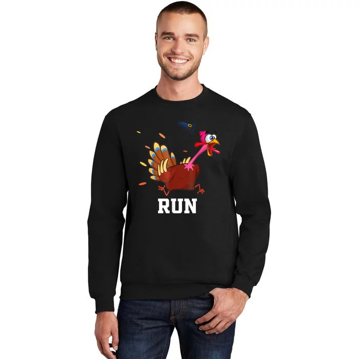 Funny Turkey Run Costume Thanksgiving Running Turkey Trot Tall Sweatshirt