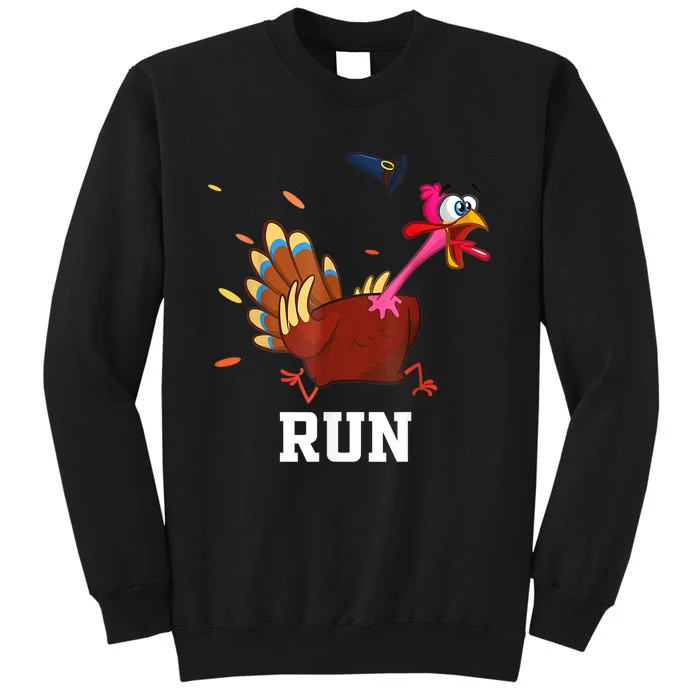 Funny Turkey Run Costume Thanksgiving Running Turkey Trot Tall Sweatshirt