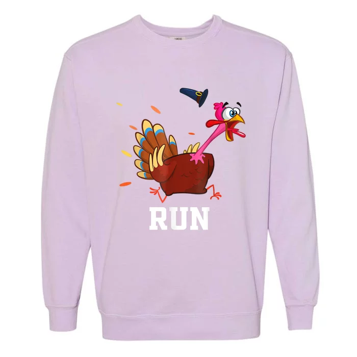 Funny Turkey Run Costume Thanksgiving Running Turkey Trot Garment-Dyed Sweatshirt