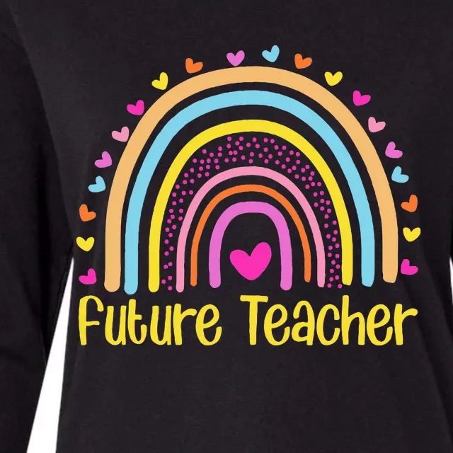 Future Teacher Rainbow Womens Cotton Relaxed Long Sleeve T-Shirt