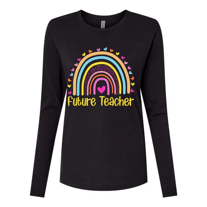 Future Teacher Rainbow Womens Cotton Relaxed Long Sleeve T-Shirt