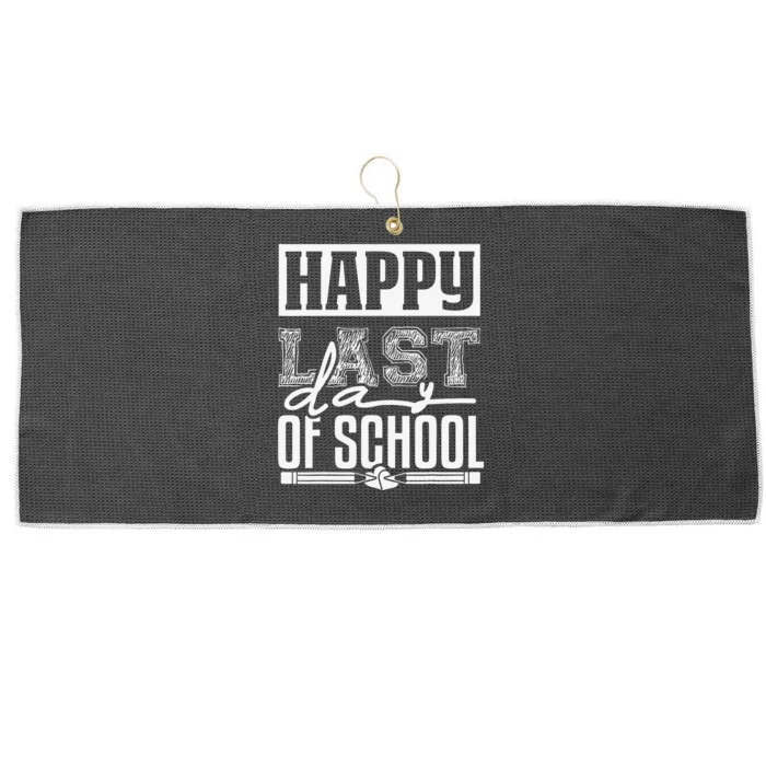 Funny Teacher School Happy Last Day Of School Humor Groovy Large Microfiber Waffle Golf Towel