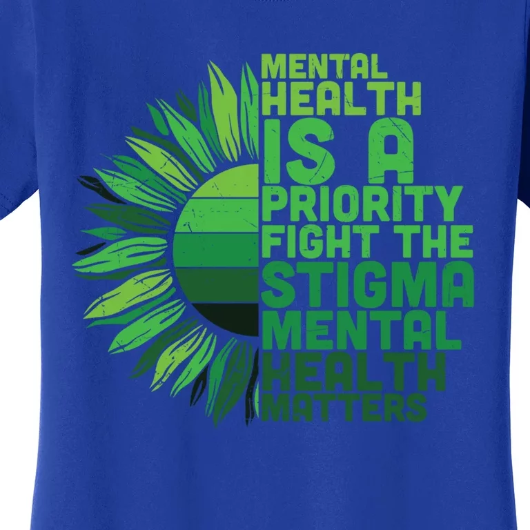 Fight The Stigma Tal Health Awareness Green Ribbon Ptsd Gift Women's T-Shirt