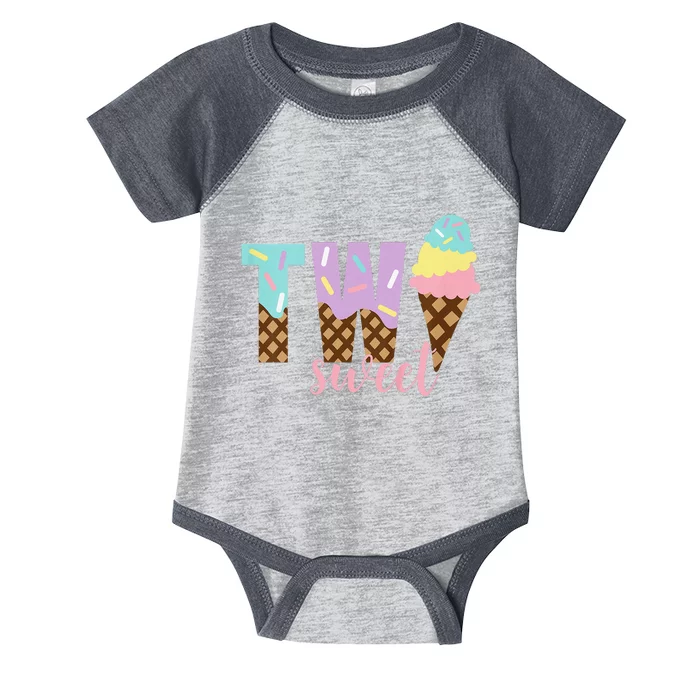 Funny Two Sweet Ice Cream 2nd Birthday Infant Baby Jersey Bodysuit