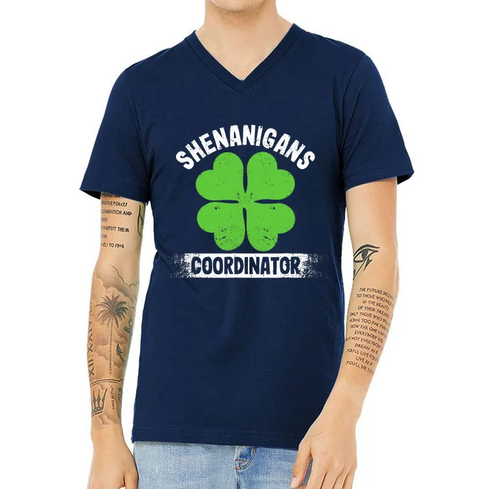 Funny Teacher St Patrick's Day Irish Shenanigans Coordinator V-Neck T-Shirt