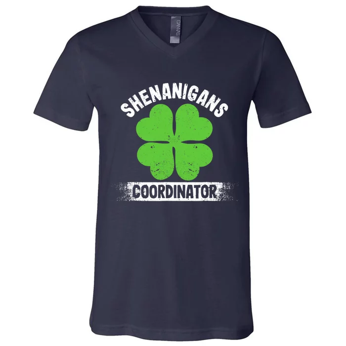 Funny Teacher St Patrick's Day Irish Shenanigans Coordinator V-Neck T-Shirt