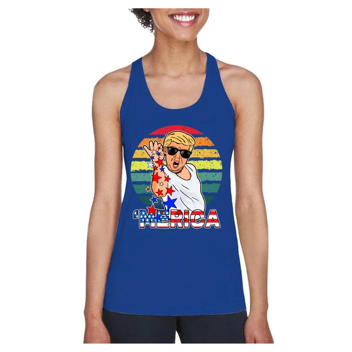 Funny Trump Salt Merica Freedom 4th Of July Great Gift Women's Racerback Tank