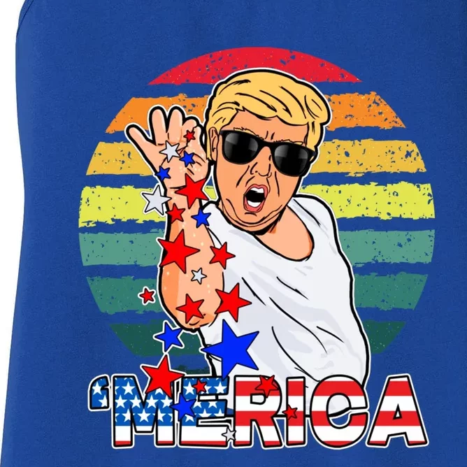 Funny Trump Salt Merica Freedom 4th Of July Great Gift Women's Racerback Tank