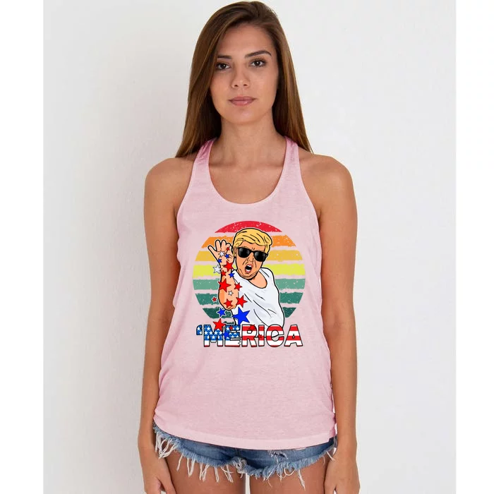 Funny Trump Salt Merica Freedom 4th Of July Great Gift Women's Knotted Racerback Tank