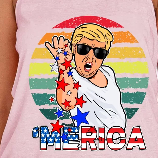 Funny Trump Salt Merica Freedom 4th Of July Great Gift Women's Knotted Racerback Tank