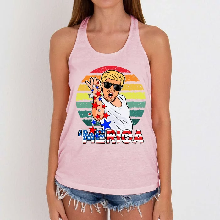 Funny Trump Salt Merica Freedom 4th Of July Great Gift Women's Knotted Racerback Tank