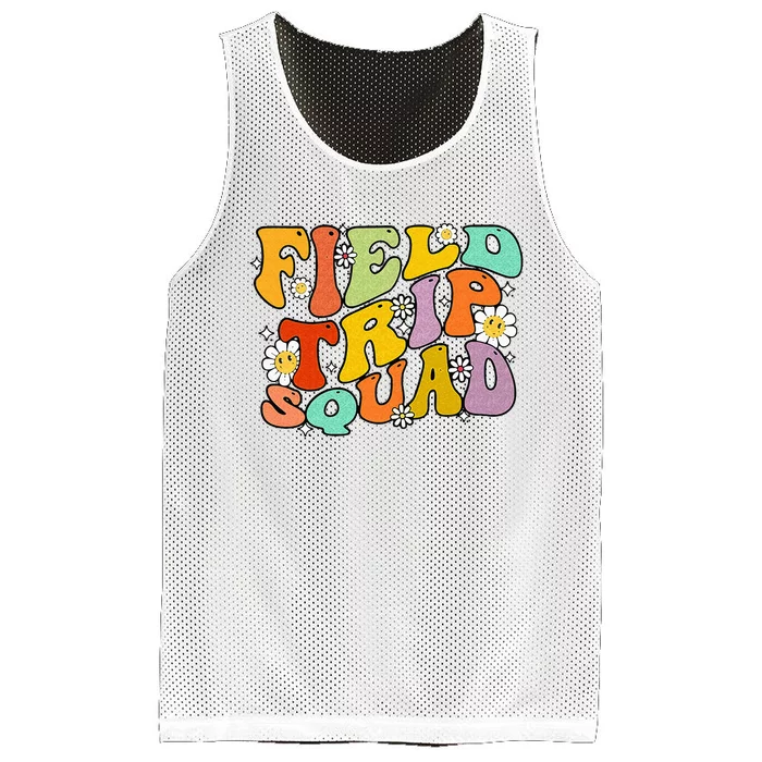 Field Trip Squad Hippie Kids Retro Groovy Field Day Teachers Mesh Reversible Basketball Jersey Tank