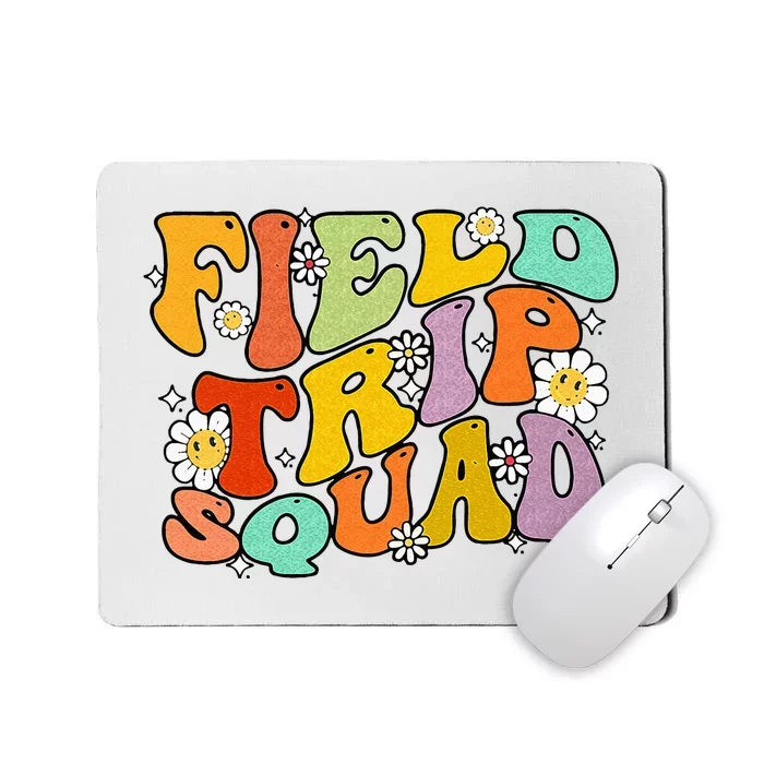 Field Trip Squad Hippie Kids Retro Groovy Field Day Teachers Mousepad