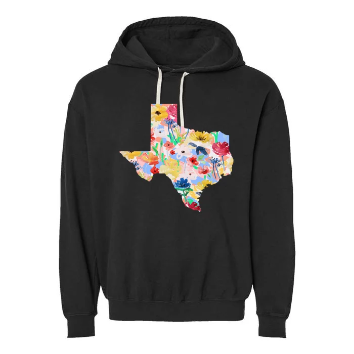 Flower Texas State Floral Design Garment-Dyed Fleece Hoodie