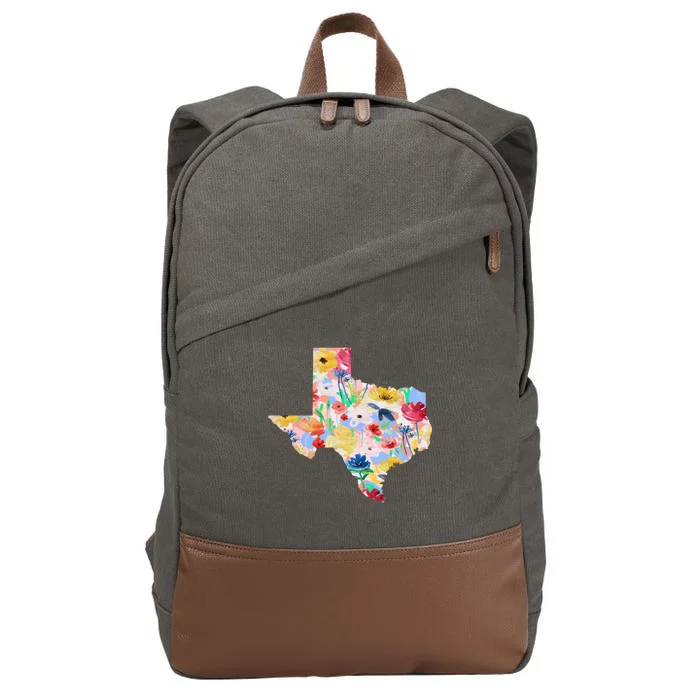 Flower Texas State Floral Design Cotton Canvas Backpack