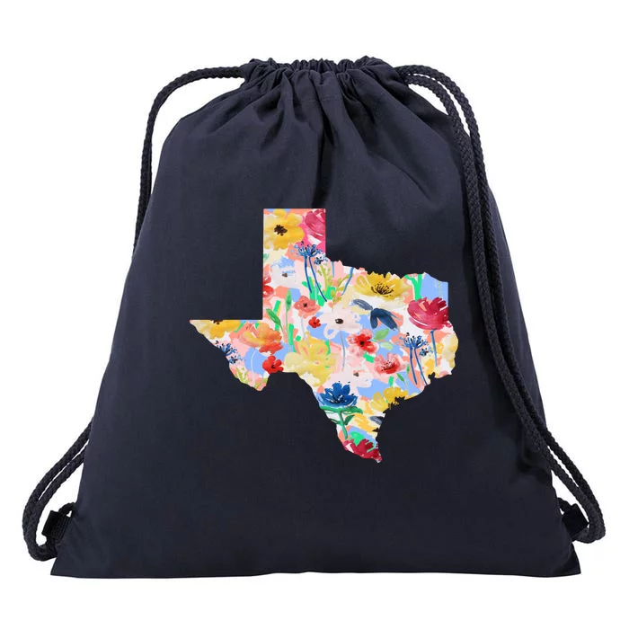 Flower Texas State Floral Design Drawstring Bag