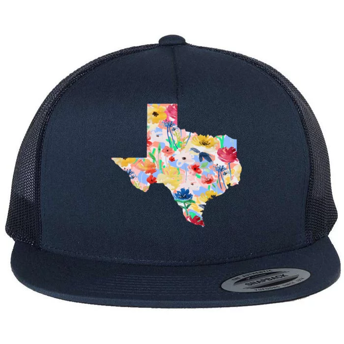 Flower Texas State Floral Design Flat Bill Trucker Hat