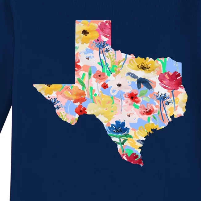 Flower Texas State Floral Design Baby Long Sleeve Bodysuit