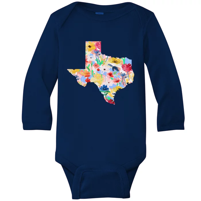 Flower Texas State Floral Design Baby Long Sleeve Bodysuit