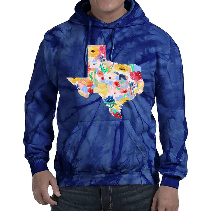 Flower Texas State Floral Design Tie Dye Hoodie