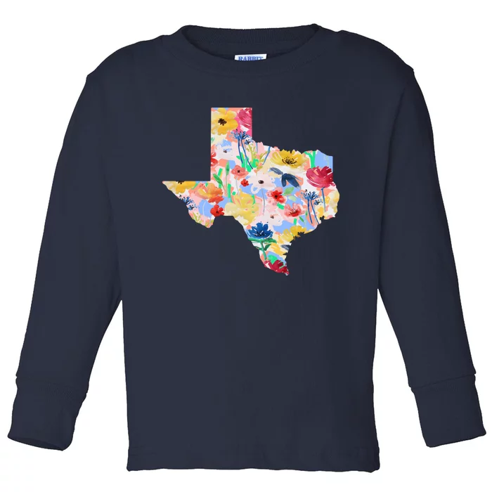 Flower Texas State Floral Design Toddler Long Sleeve Shirt