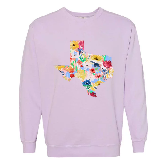 Flower Texas State Floral Design Garment-Dyed Sweatshirt