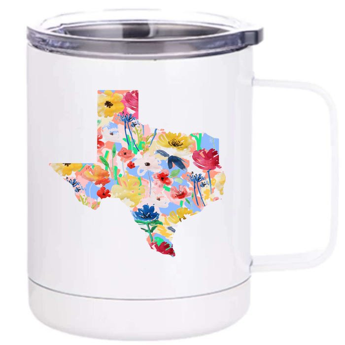 Flower Texas State Floral Design Front & Back 12oz Stainless Steel Tumbler Cup