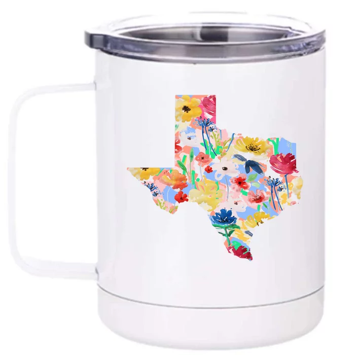 Flower Texas State Floral Design Front & Back 12oz Stainless Steel Tumbler Cup