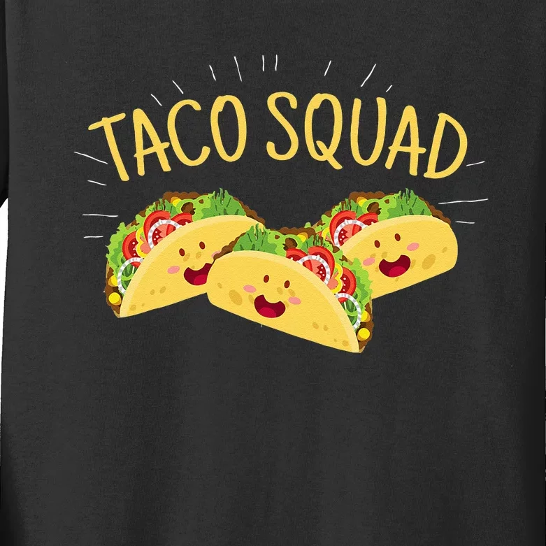 Funny Taco Squad Cute Mexican Food Lover Tee Gift Kids Long Sleeve Shirt