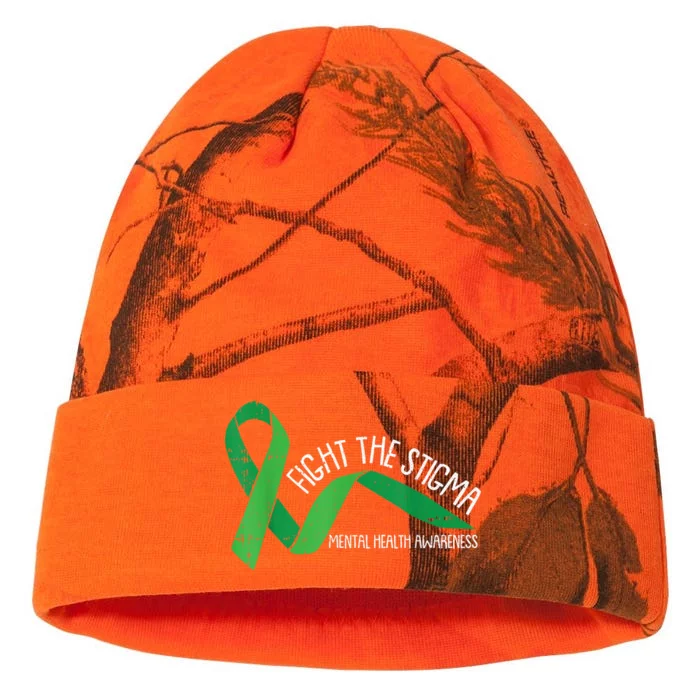 Fight The Stigma Mental Health Awareness Green Ribbon Kati - 12in Camo Beanie