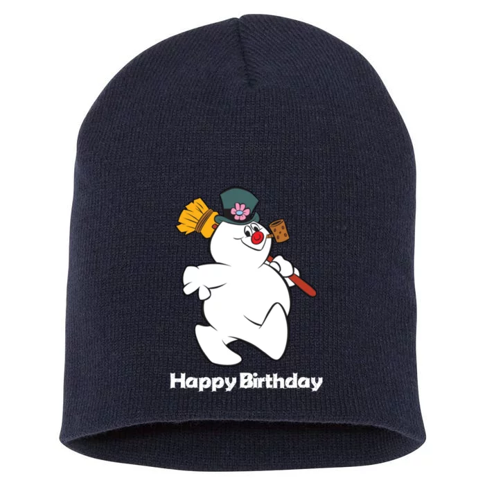 Frosty The Snowman Happy Birthday Christmas Graphic Short Acrylic Beanie