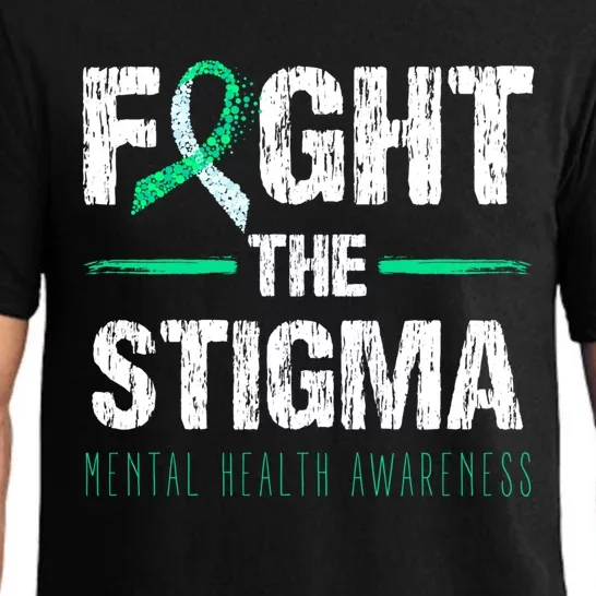 Fight The Stigma Tal Health Awareness Retro Green Ribbon Gift Pajama Set