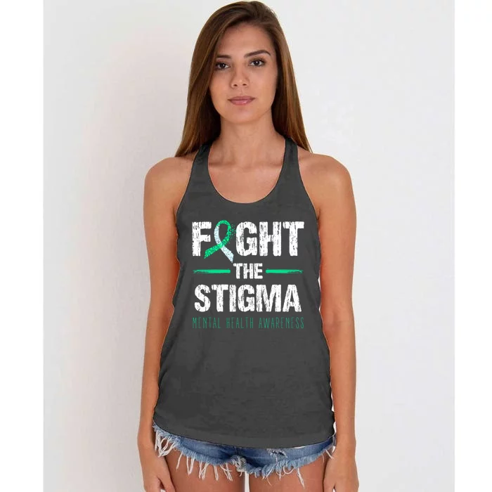 Fight The Stigma Tal Health Awareness Retro Green Ribbon Gift Women's Knotted Racerback Tank