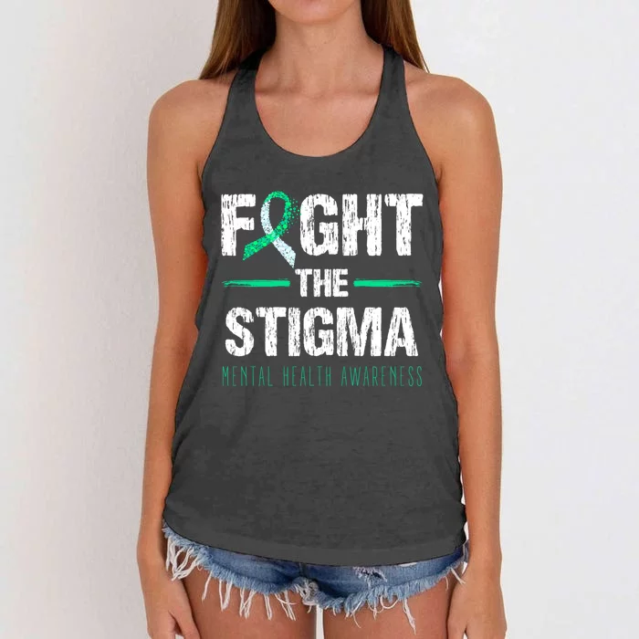 Fight The Stigma Tal Health Awareness Retro Green Ribbon Gift Women's Knotted Racerback Tank