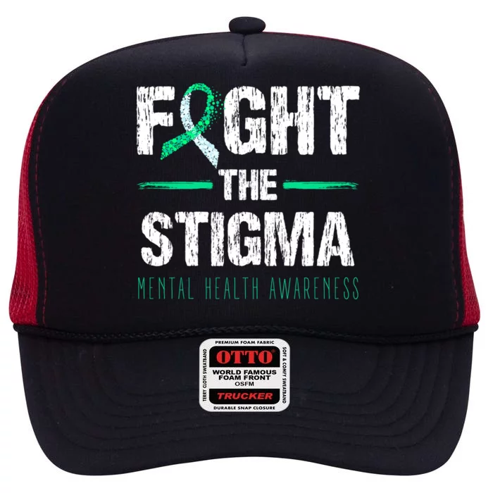 Fight The Stigma Tal Health Awareness Retro Green Ribbon Gift High Crown Mesh Trucker Hat