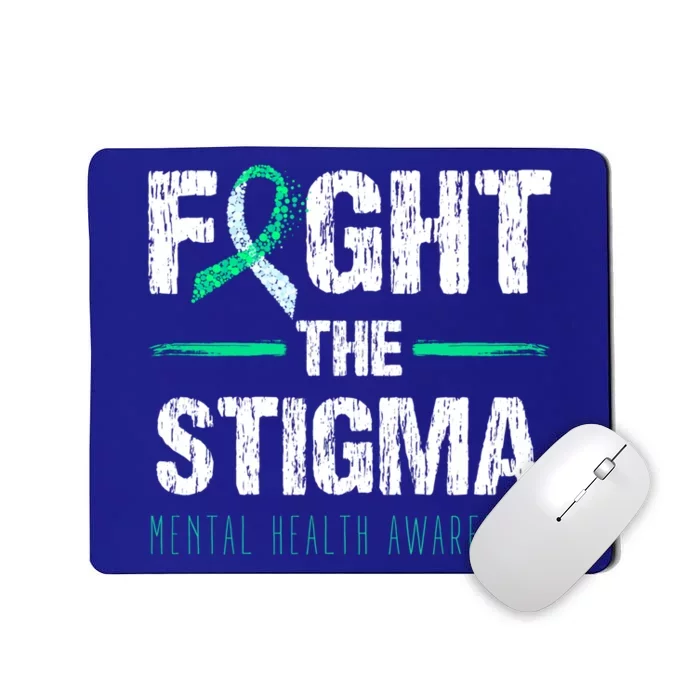 Fight The Stigma Tal Health Awareness Retro Green Ribbon Gift Mousepad