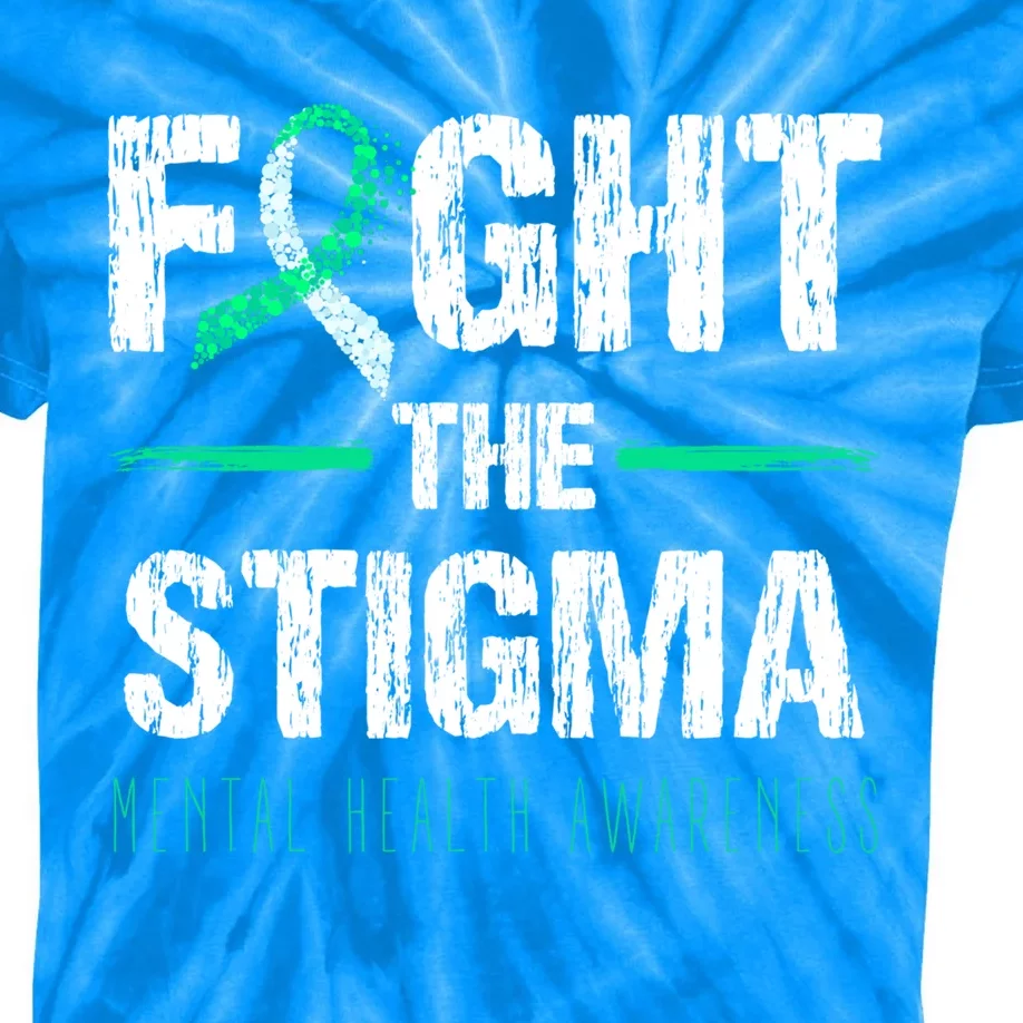 Fight The Stigma Tal Health Awareness Retro Green Ribbon Gift Kids Tie-Dye T-Shirt