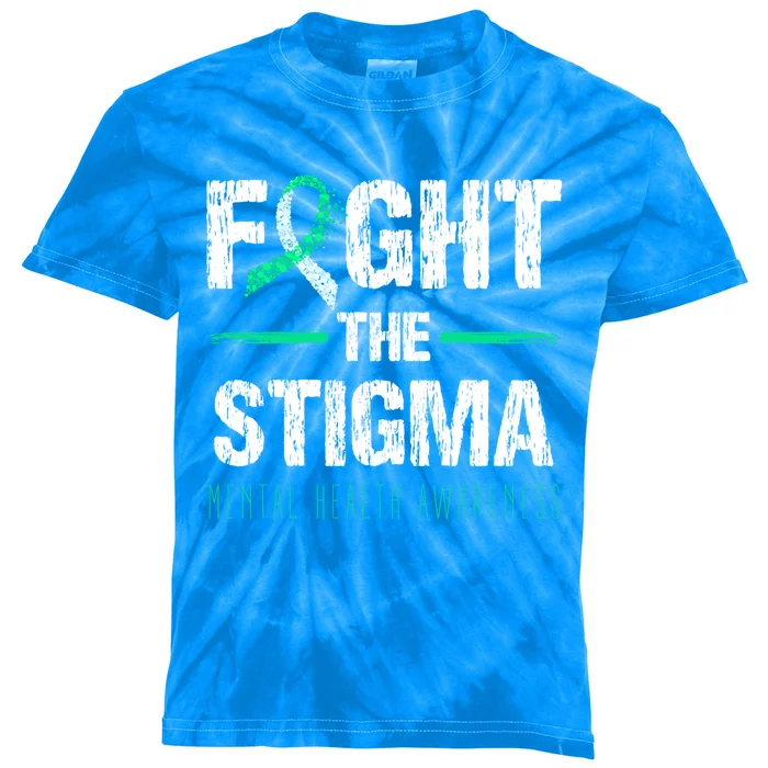 Fight The Stigma Tal Health Awareness Retro Green Ribbon Gift Kids Tie-Dye T-Shirt