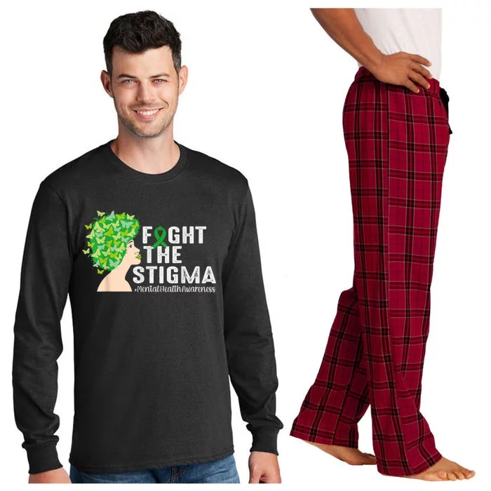 Fight The Stigma Mental Health Awareness Green Ribbon Long Sleeve Pajama Set